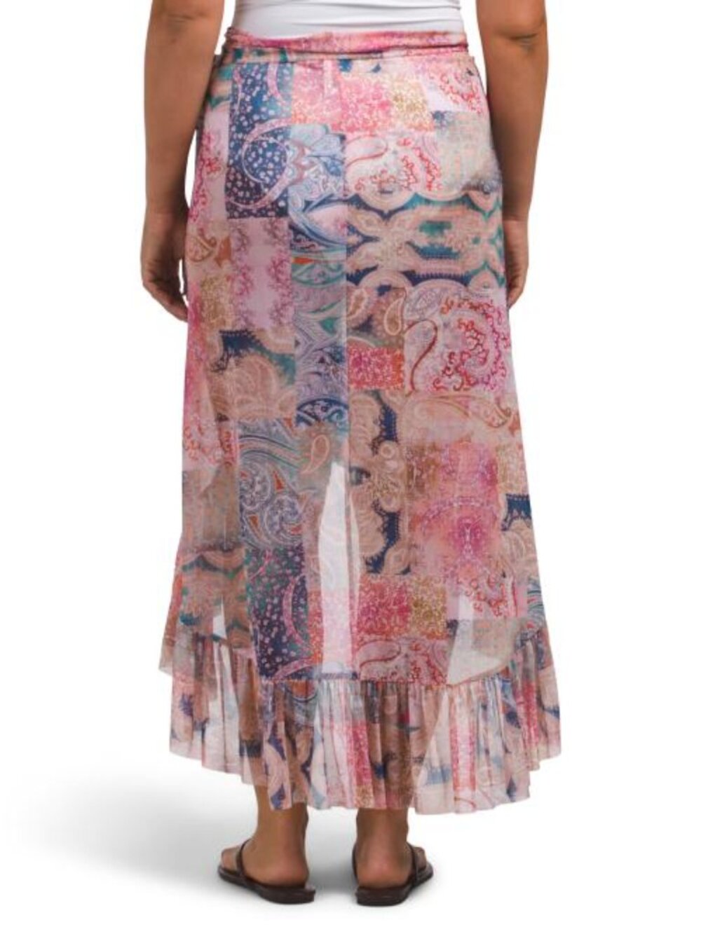 PROFILE BY GOTTEX Hi-lo Cover-up Wrap Skirt With Ruffle Details - Picture 2 of 4